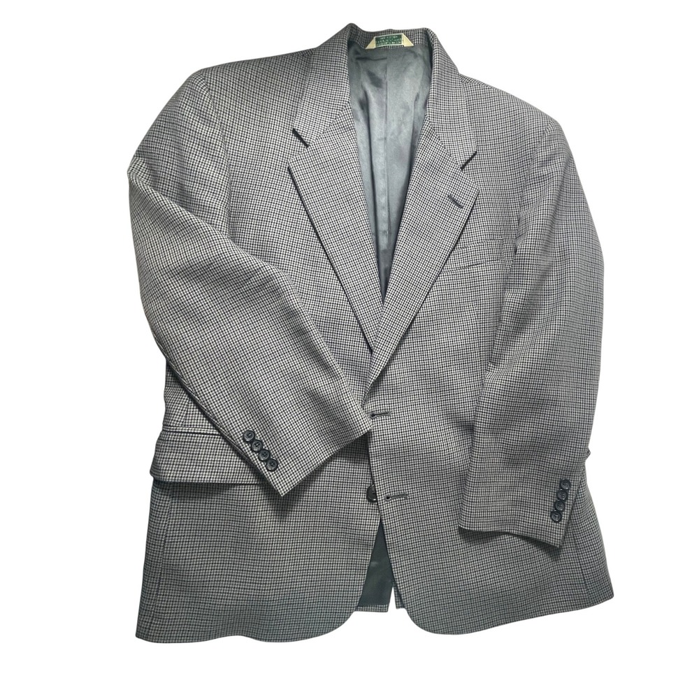 Vintage Evan-Picone Mens Classic Trad Sport Coat 42S Wool Houndstooth Blazer